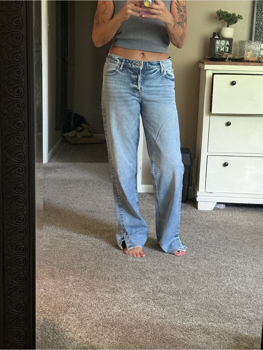 Express Light Wash Wide-Leg Jeans - Women's size 8L